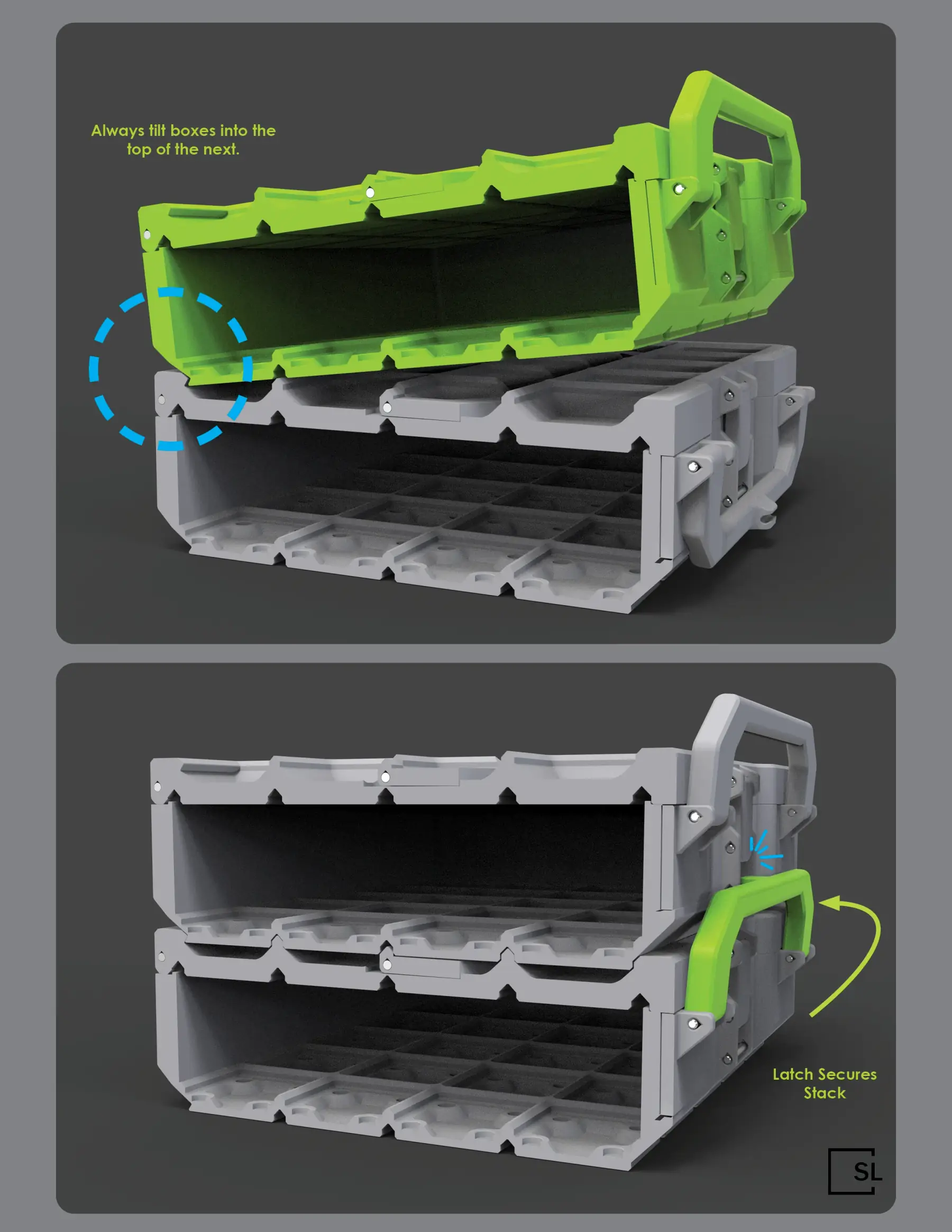 Closed Graphite Modular storage box showing durable textured finish and carry handle
